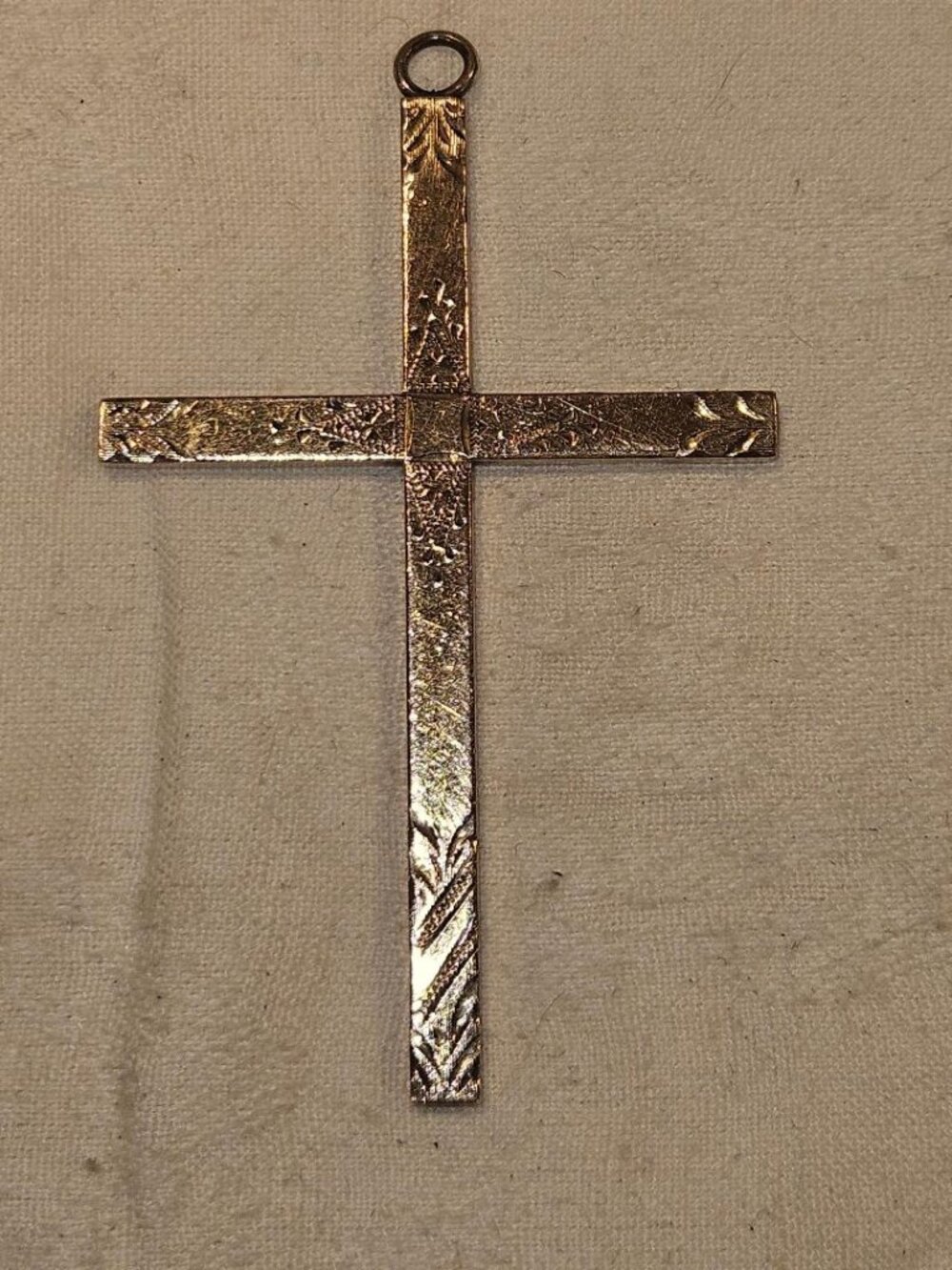 VTG 12K Gold Filled Etched Cross Pendant Large 3"x1.75" Engraved Floral GF
